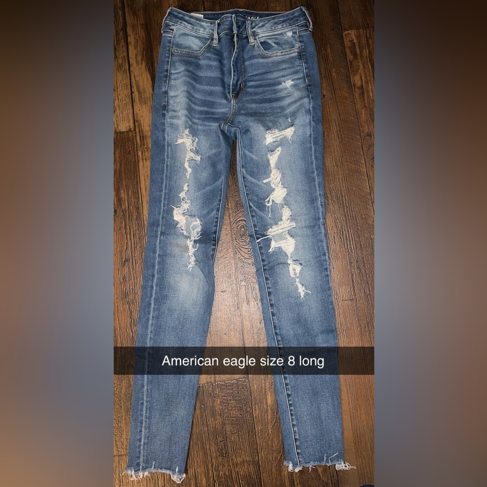 American Eagle Outfitters Ripped Blue Skinny Jeans
